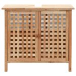 Armoire pour lavabo avec miroir Bois de noyer massif – Image 3