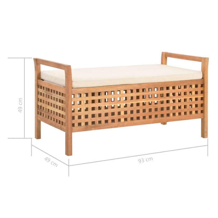 Banc de rangement 93x49x49 cm Bois de noyer massif – Image 7