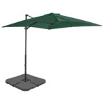 Parasol de jardin avec base portable vert – Image 2