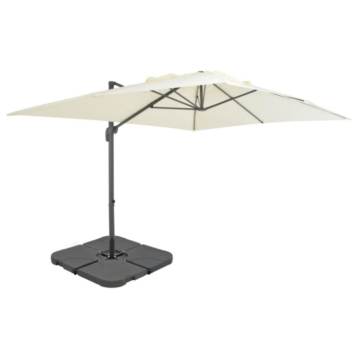 Parasol de jardin avec base portable sable – Image 1