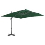 Parasol de jardin avec base portable vert – Image 2