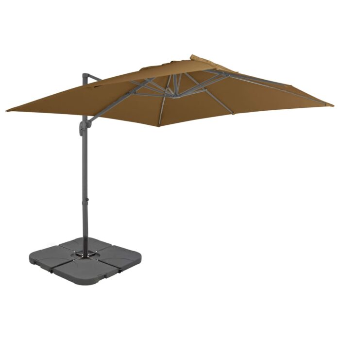 Parasol de jardin avec base portable taupe – Image 1