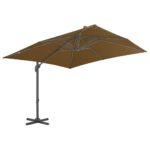 Parasol de jardin avec base portable taupe – Image 3