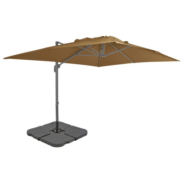 Parasol de jardin avec base portable taupe – Image 1
