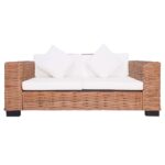 Ensemble de canapés de jardin 2 pcs avec coussins Rotin naturel – Image 2