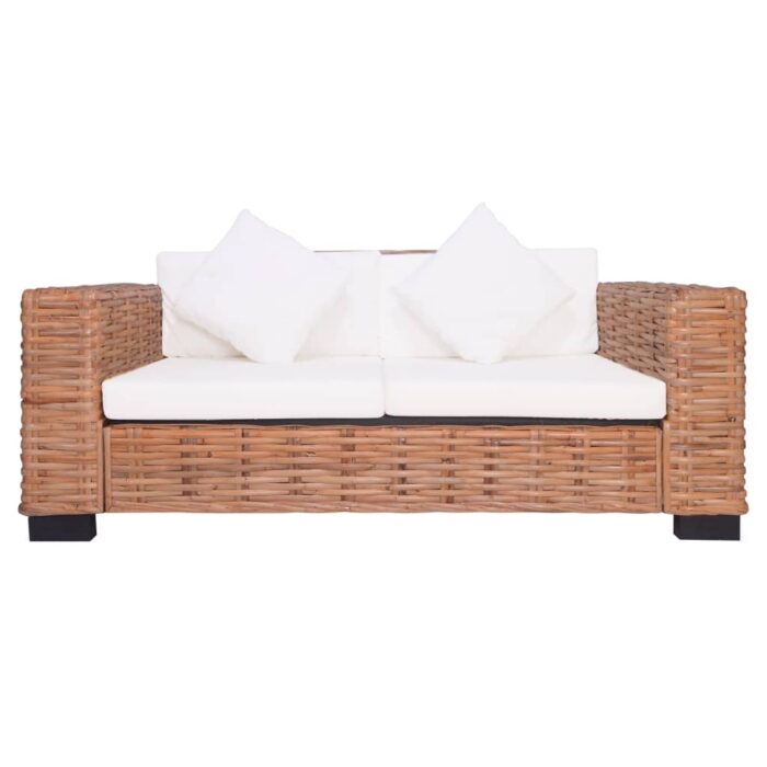 Ensemble de canapés de jardin 2 pcs avec coussins Rotin naturel – Image 2