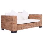 Ensemble de canapés de jardin 2 pcs avec coussins Rotin naturel – Image 3