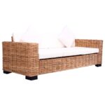 Ensemble de canapés de jardin 2 pcs avec coussins Rotin naturel – Image 4