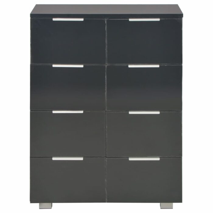 Buffet Noir brillant 60x35x80 cm Bois d'ingénierie – Image 2