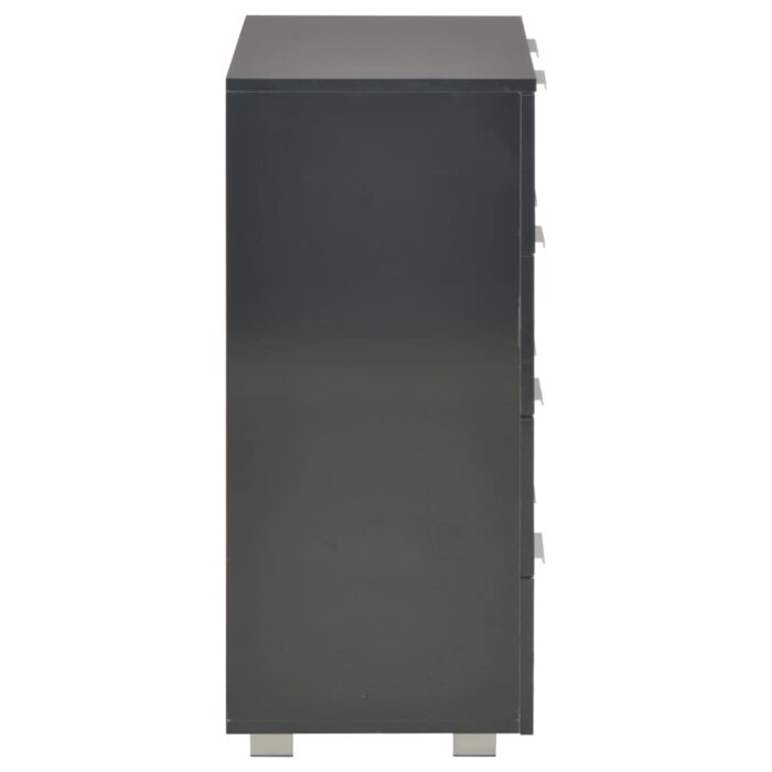 Buffet Noir brillant 60x35x80 cm Bois d'ingénierie – Image 3