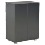 Buffet Noir brillant 60x35x80 cm Bois d'ingénierie – Image 4