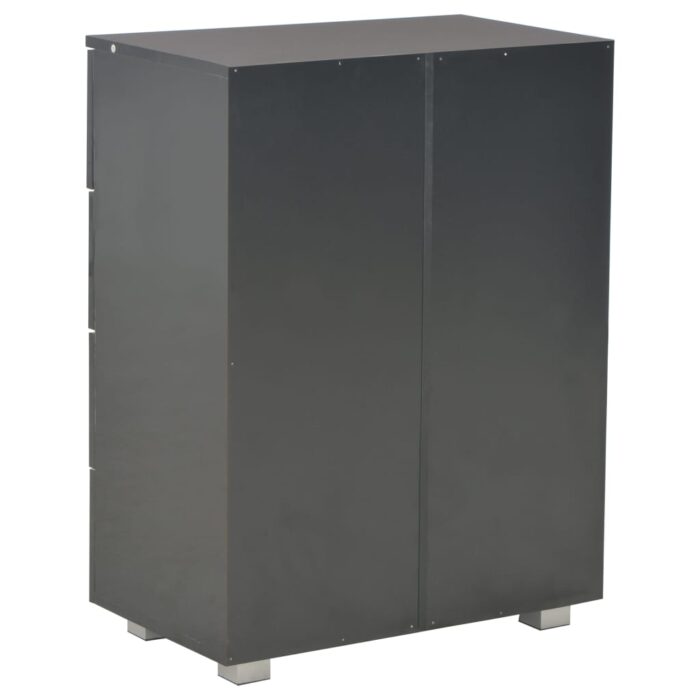 Buffet Noir brillant 60x35x80 cm Bois d'ingénierie – Image 4