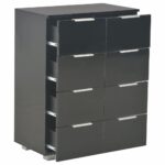 Buffet Noir brillant 60x35x80 cm Bois d'ingénierie – Image 5