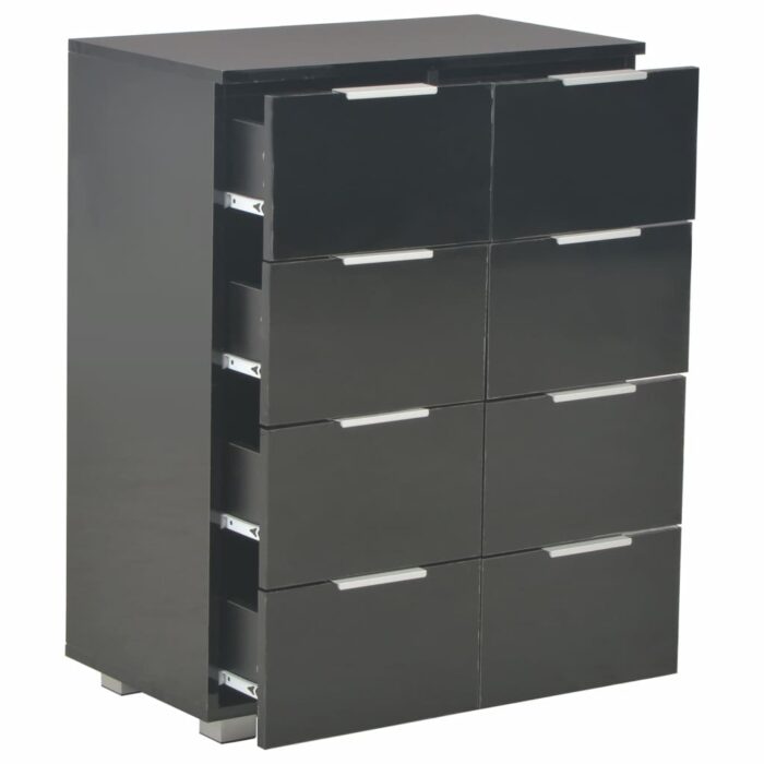 Buffet Noir brillant 60x35x80 cm Bois d'ingénierie – Image 5