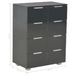 Buffet Noir brillant 60x35x80 cm Bois d'ingénierie – Image 7