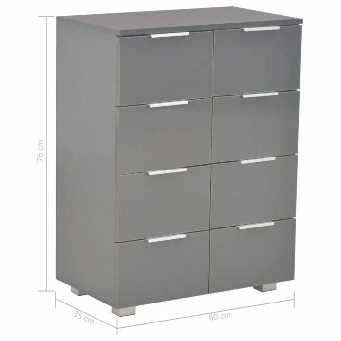 Buffet Gris brillant 60x35x80 cm Bois d'ingénierie – Image 7