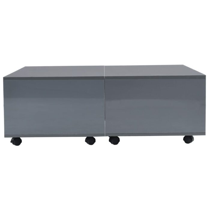 Table basse Gris brillant 100x100x35 cm – Image 2