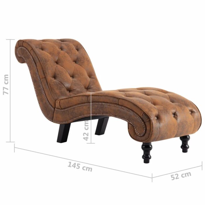 Chaise longue Marron Similicuir daim – Image 6