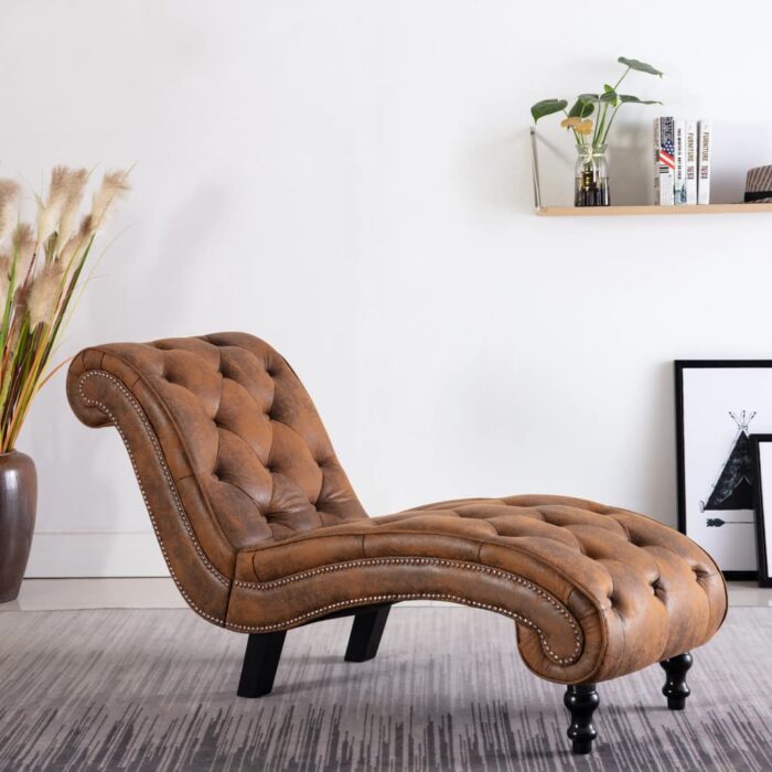 Chaise longue Marron Similicuir daim – Image 1