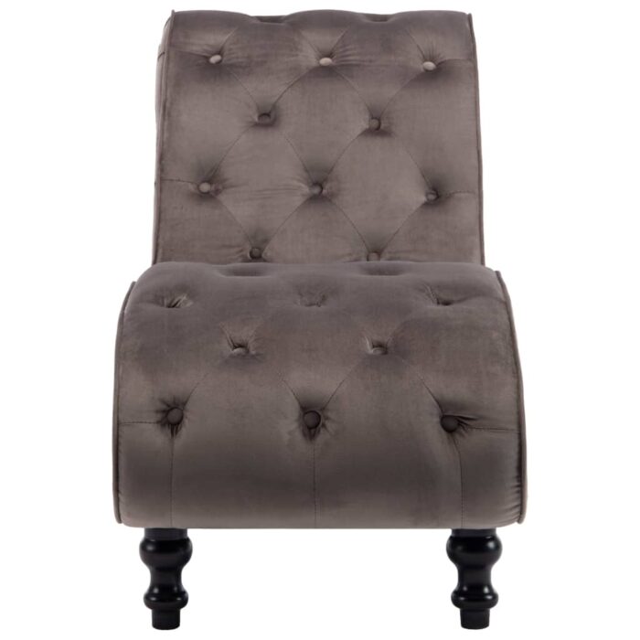 Chaise longue Velours Gris – Image 2