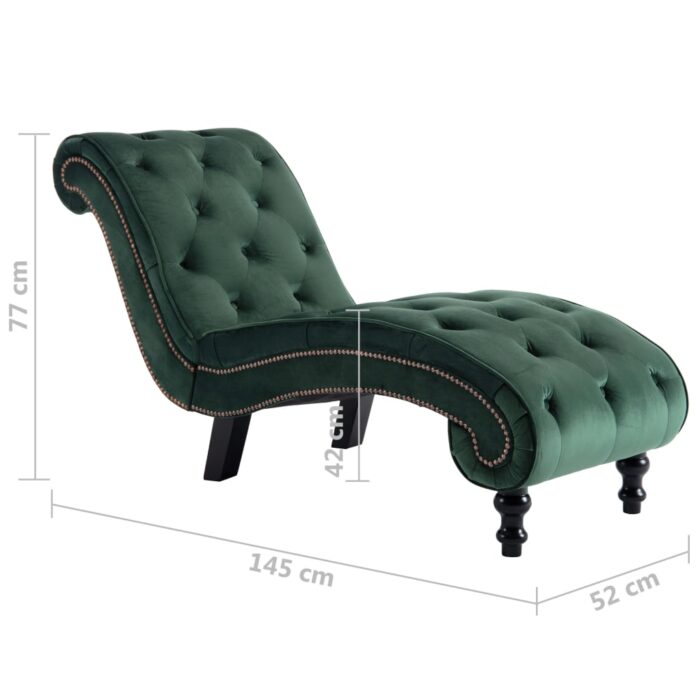 Chaise longue Velours Vert – Image 6