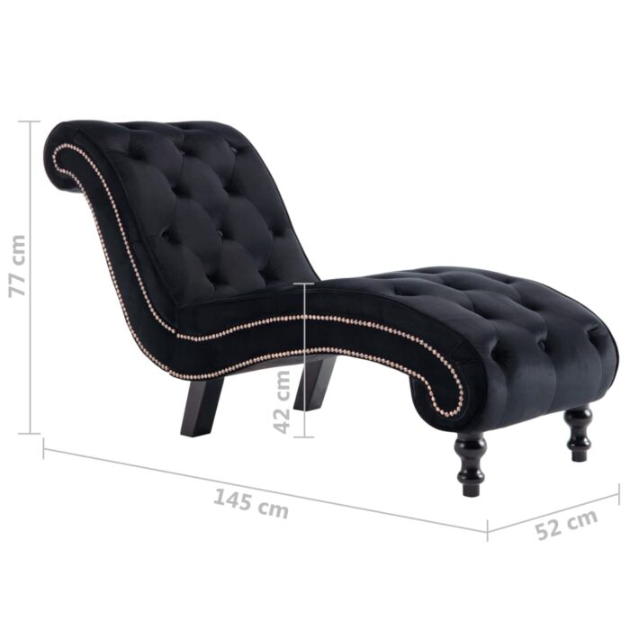 Chaise longue Noir Velours – Image 6