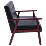 Canapé à 3 places Noir Similicuir – Image 2