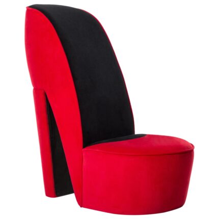 Chaise en forme de talon haut rouge velours
