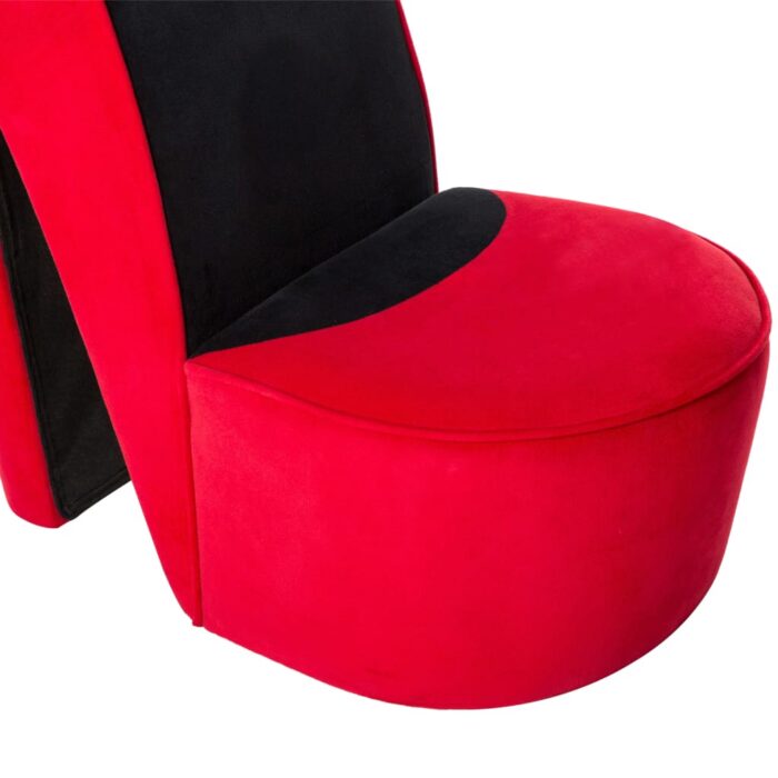 Chaise en forme de talon haut rouge velours – Image 5