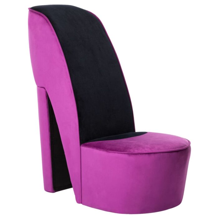 Chaise en forme de chaussure à talon haut Violet Velours – Image 1