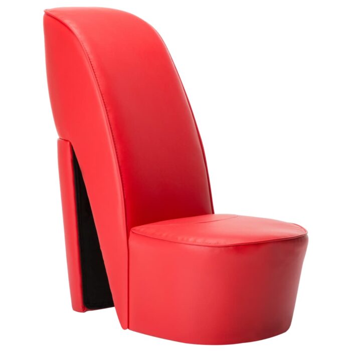 Chaise en forme de chaussure à talon haut Rouge Similicuir – Image 1