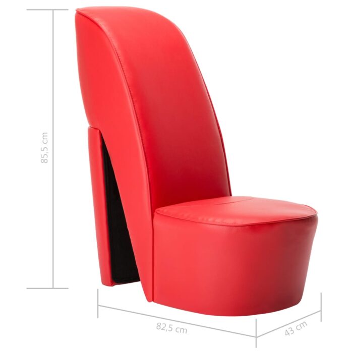 Chaise en forme de chaussure à talon haut Rouge Similicuir – Image 6