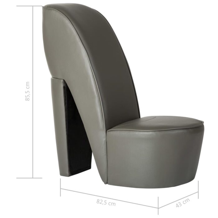 Chaise en forme de chaussure à talon haut Gris Similicuir – Image 6