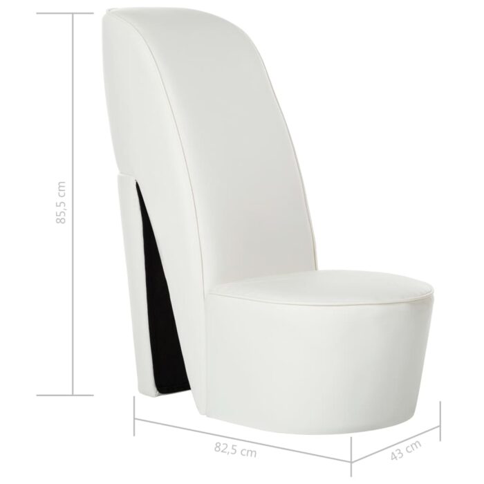 Chaise en forme de chaussure à talon haut Blanc Similicuir – Image 6