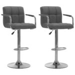 Chaises de bar lot de 2 gris clair tissu