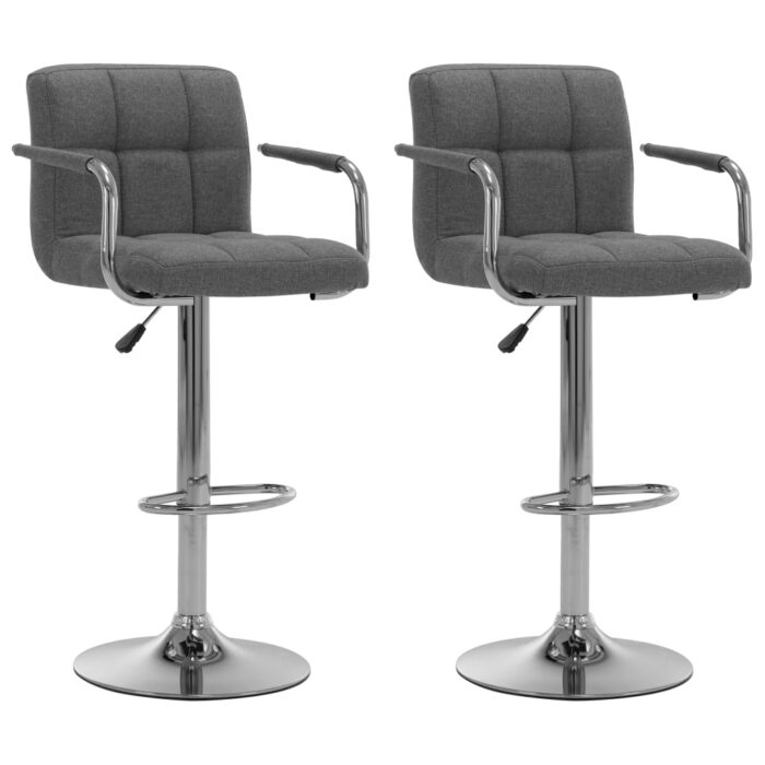 Chaises de bar lot de 2 gris clair tissu – Image 1
