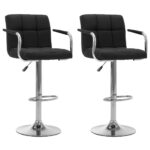 Chaises de bar lot de 2 noir tissu