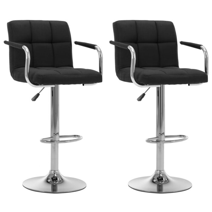 Chaises de bar lot de 2 noir tissu – Image 1