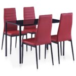 Mobilier de salle à manger 5 pcs Rouge bordeaux