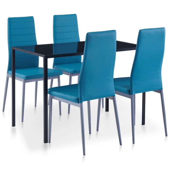 Ensemble de salle à manger 5 pcs Bleu – Image 1