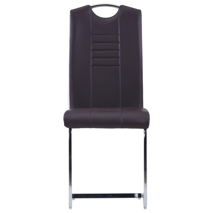 Chaises à manger cantilever lot de 2 marron similicuir – Image 2