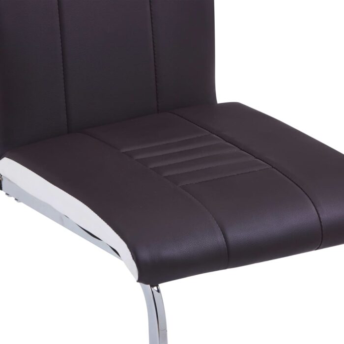 Chaises à manger cantilever lot de 2 marron similicuir – Image 4