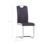 Chaises à manger cantilever lot de 2 marron similicuir – Image 5