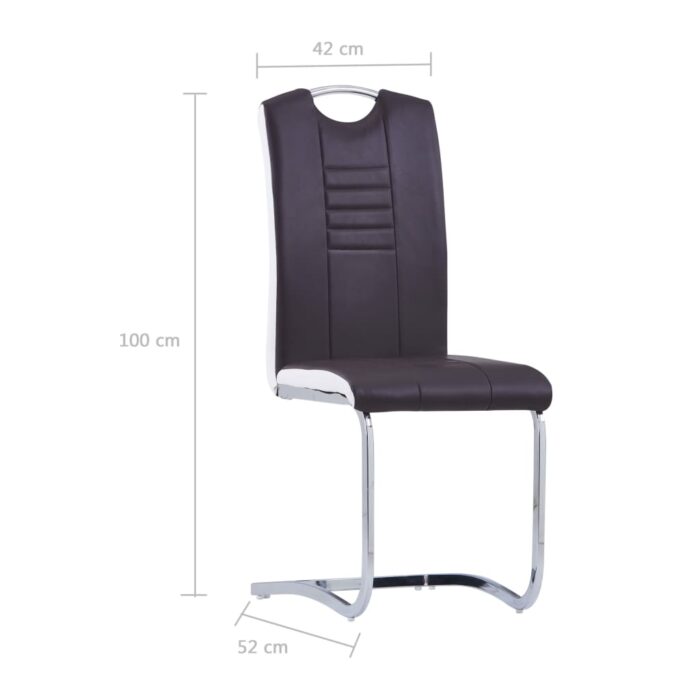 Chaises à manger cantilever lot de 2 marron similicuir – Image 5