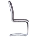 Chaises à manger cantilever lot de 4 marron similicuir – Image 3