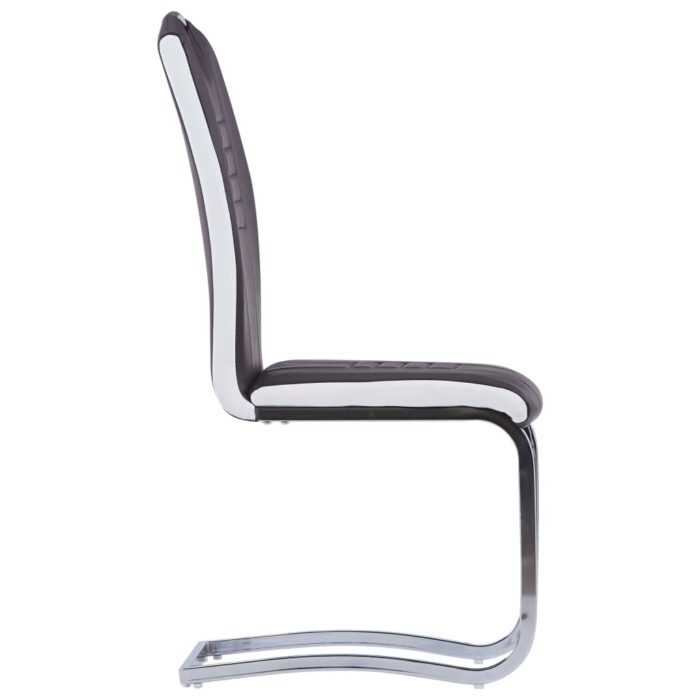 Chaises à manger cantilever lot de 4 marron similicuir – Image 3