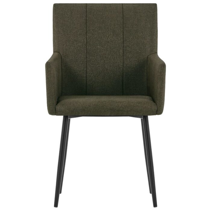 Chaises à manger avec accoudoirs lot de 2 marron tissu – Image 2