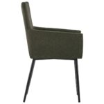 Chaises à manger avec accoudoirs lot de 2 marron tissu – Image 3