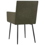 Chaises à manger avec accoudoirs lot de 2 marron tissu – Image 4