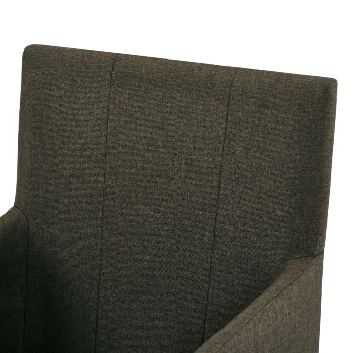 Chaises à manger avec accoudoirs lot de 2 marron tissu – Image 5